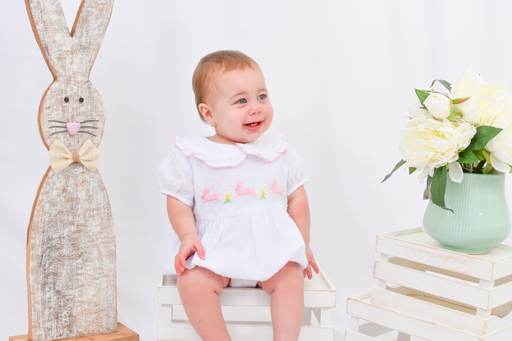 Brynn Bunny Swiss Dot Smocked Bubble