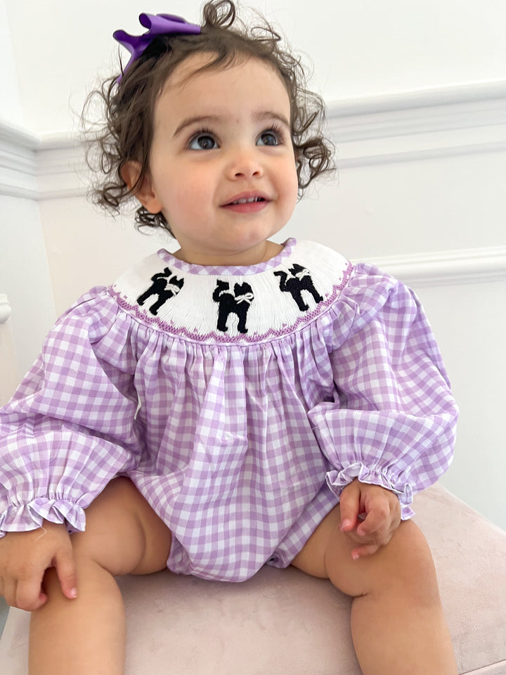 Halloween Black Cat Smocked Bubble