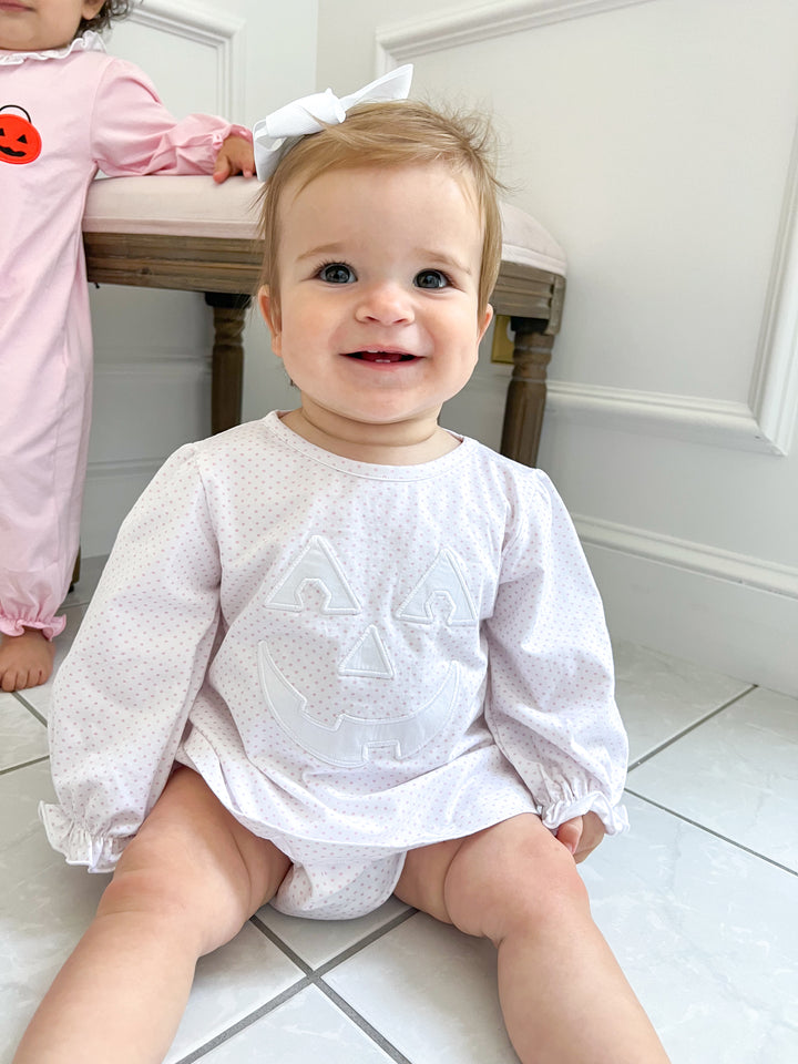 Polka-Dot Carved Applique Pumpkin Diaper Set