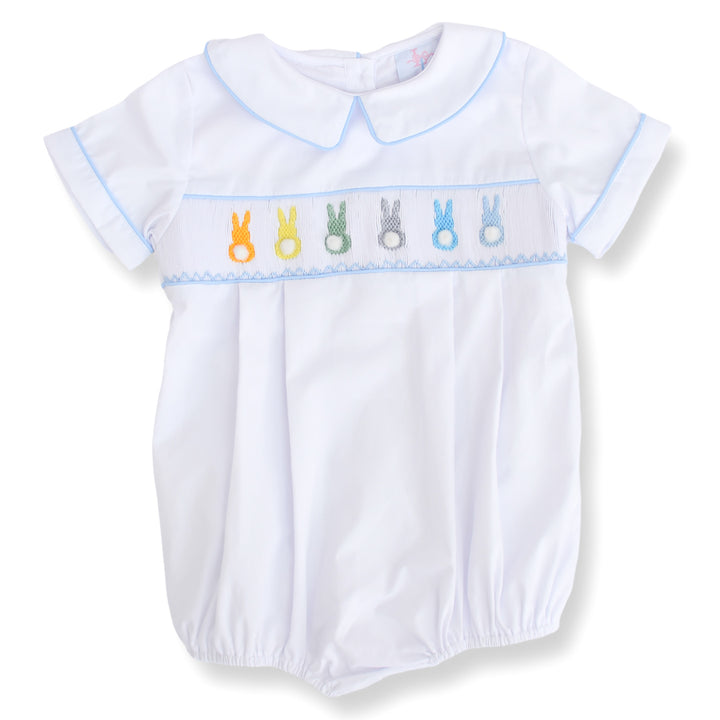 Caleb Colorful Bunny Smocked Bubble