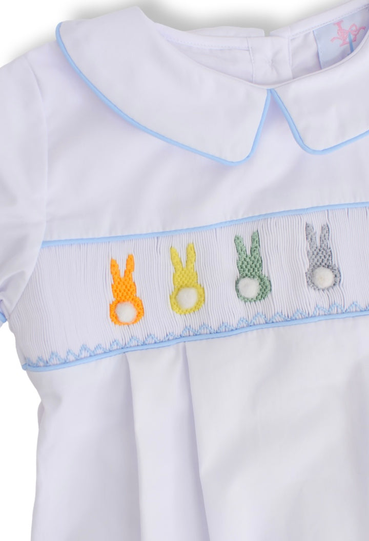 Caleb Colorful Bunny Smocked Bubble