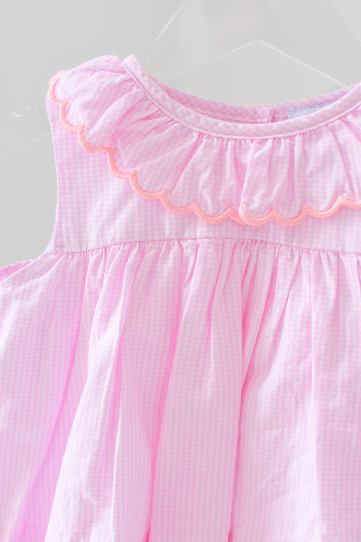 Pink Ruffle Collar Smocked Diaper Set