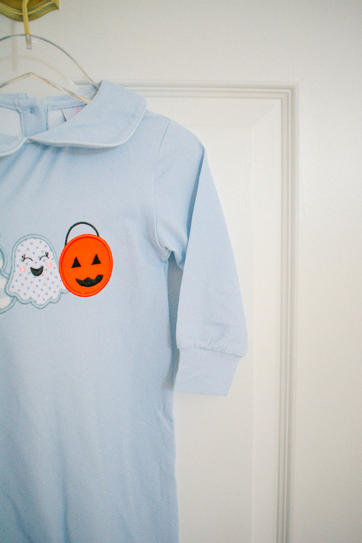 Blue “BOO” Halloween Appliqué Romper