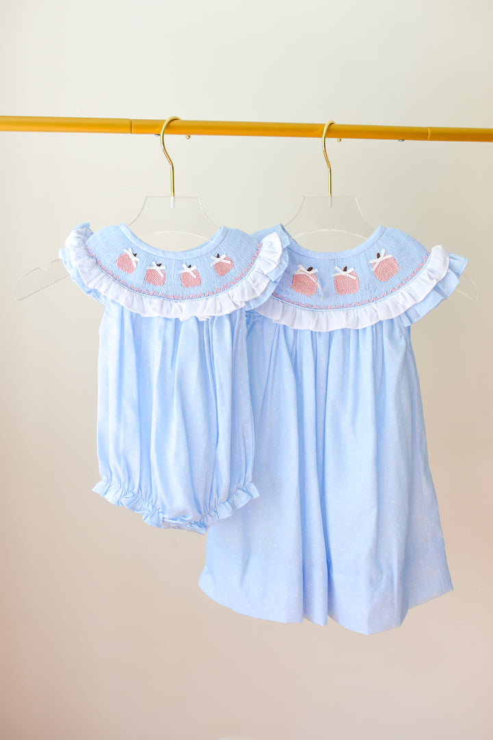 Penelope Pink Pumpkin Smocked Bubble