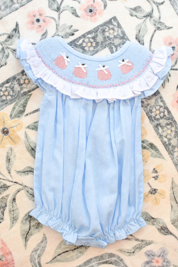 Penelope Pink Pumpkin Smocked Bubble