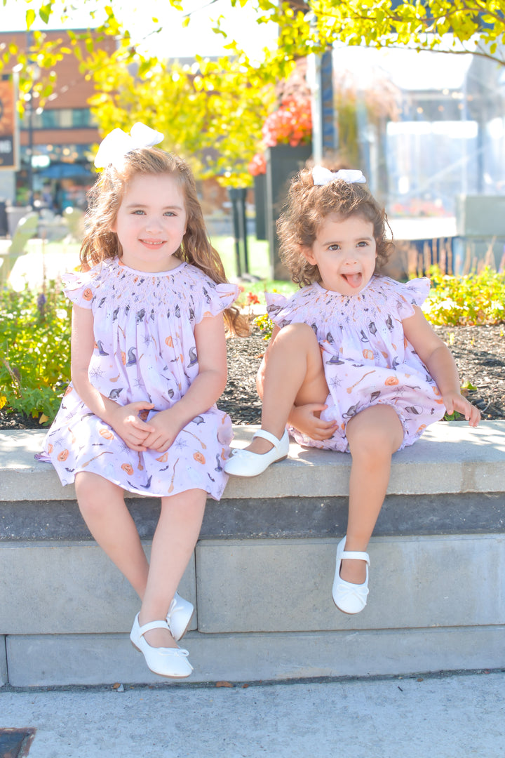 Pink Witch Halloween Smocked Dress