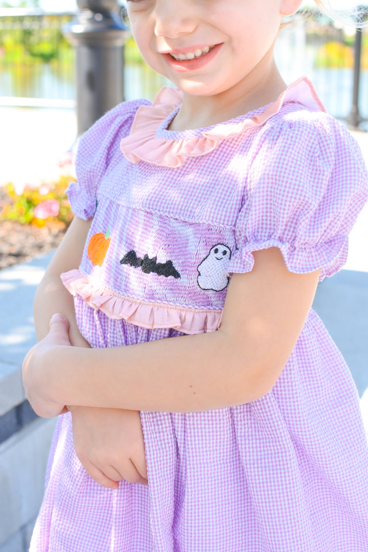 Purple Smocked Halloween Dress