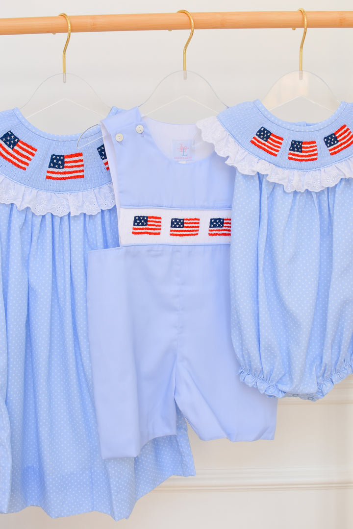 Patriotic Polka Dot Smocked Bubble