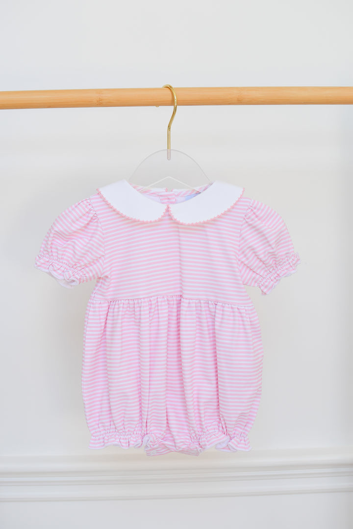 Pink Striped Peter Pan Collar Bubble