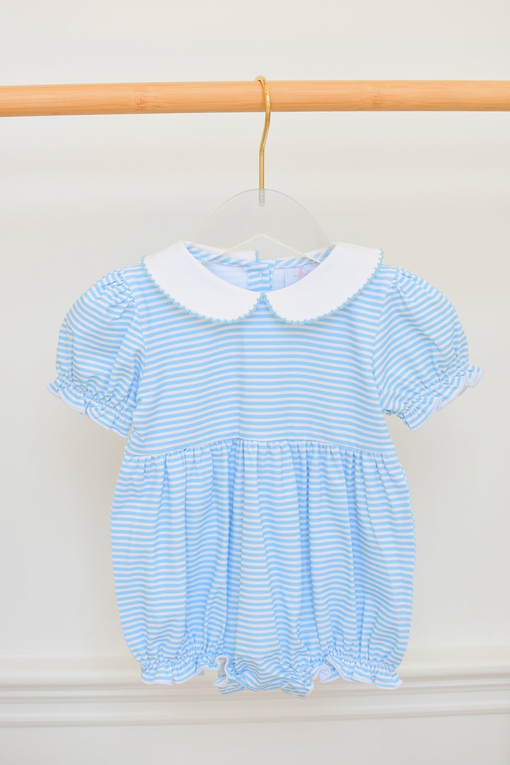 Blue Striped Peter Pan Collar Bubble