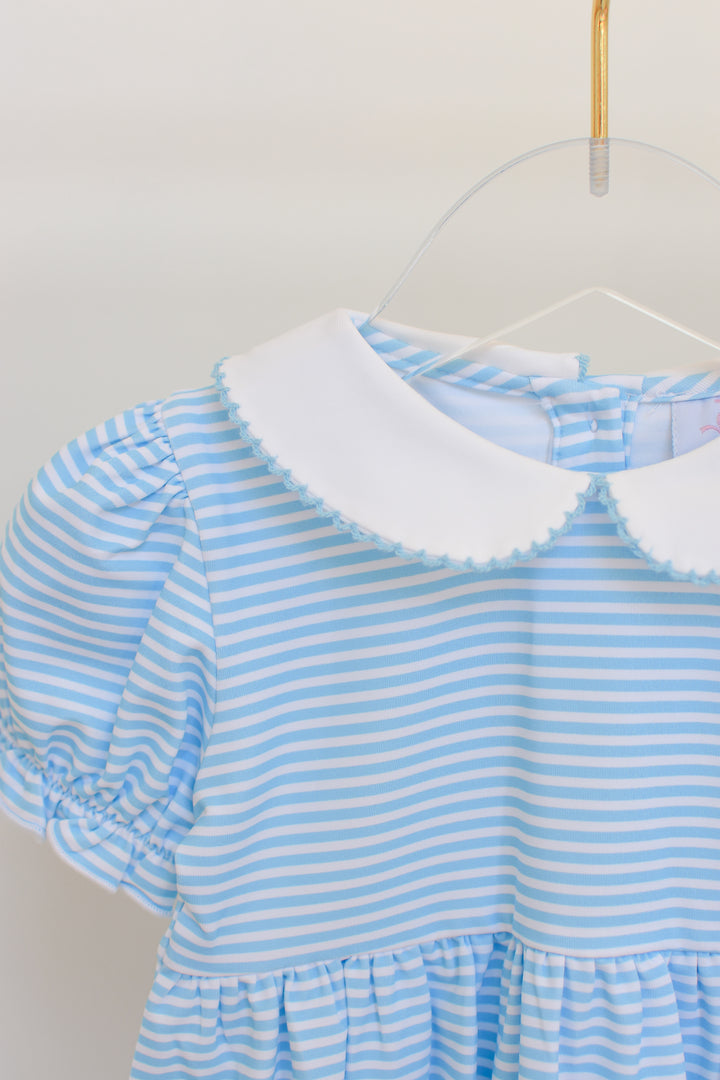 Blue Striped Peter Pan Collar Bubble