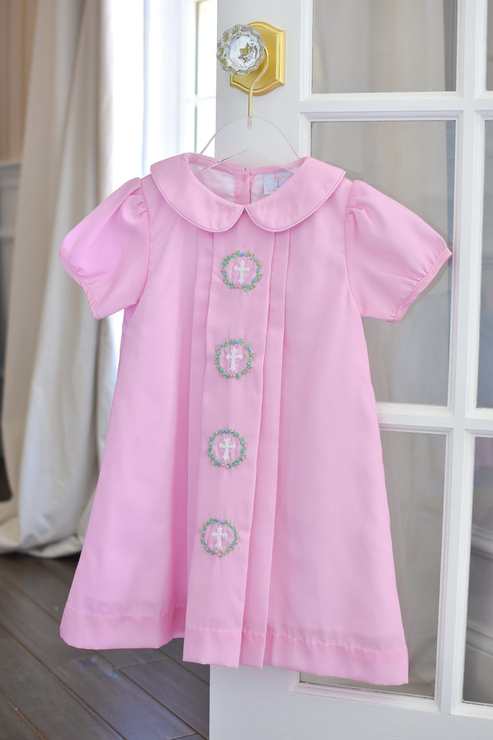 Smocked Cross in Wreath Dress