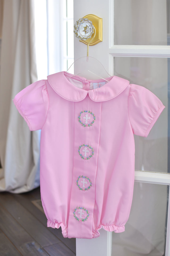 Smocked Cross in Wreath Bubble