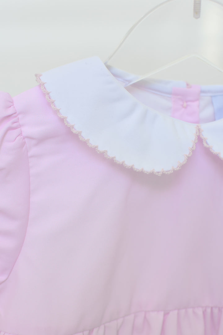 Pink Smocked Bubble Peter Pan Collar