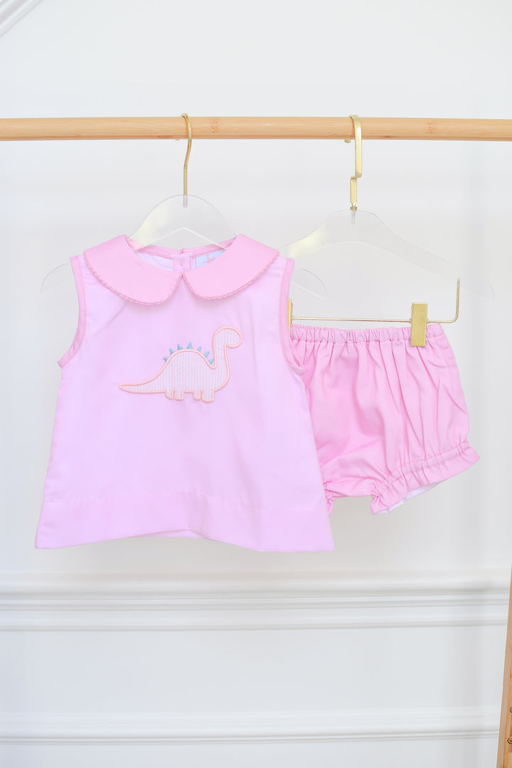 Dinosaur Applique Girl Diaper Set