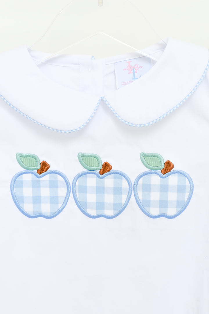 Blue Gingham Apple Boys Short Set