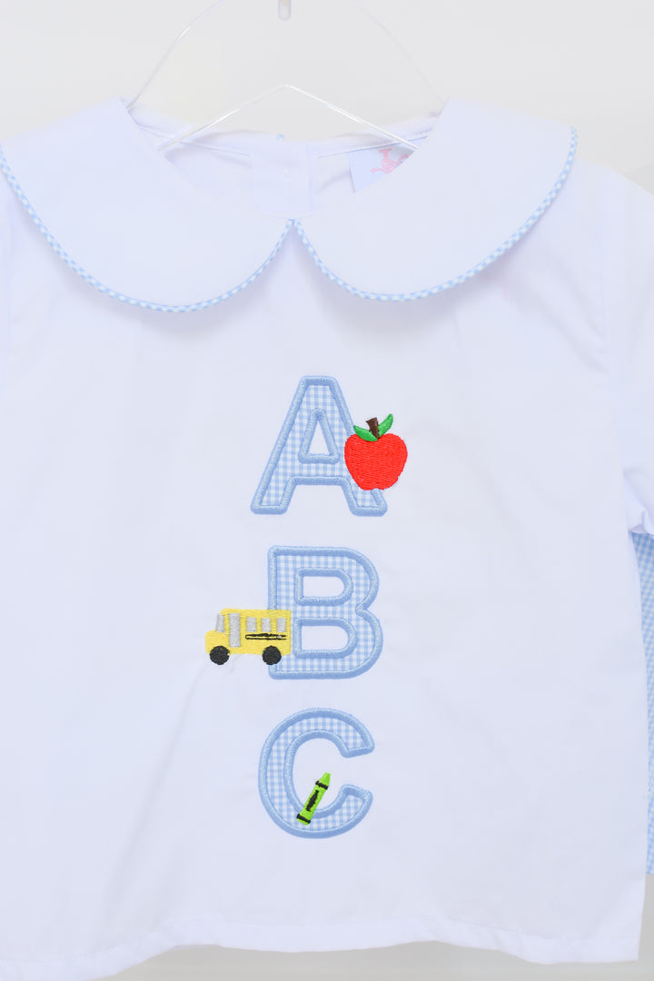 ABC Embroidered Boys Short Set