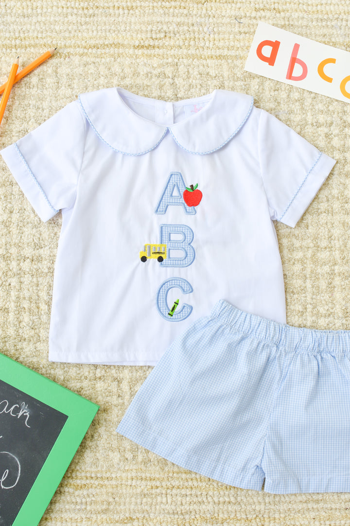 ABC Embroidered Boys Short Set