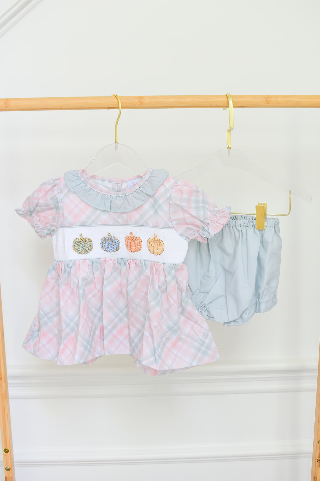 Pastel Plaid Pumpkin Diaper Set
