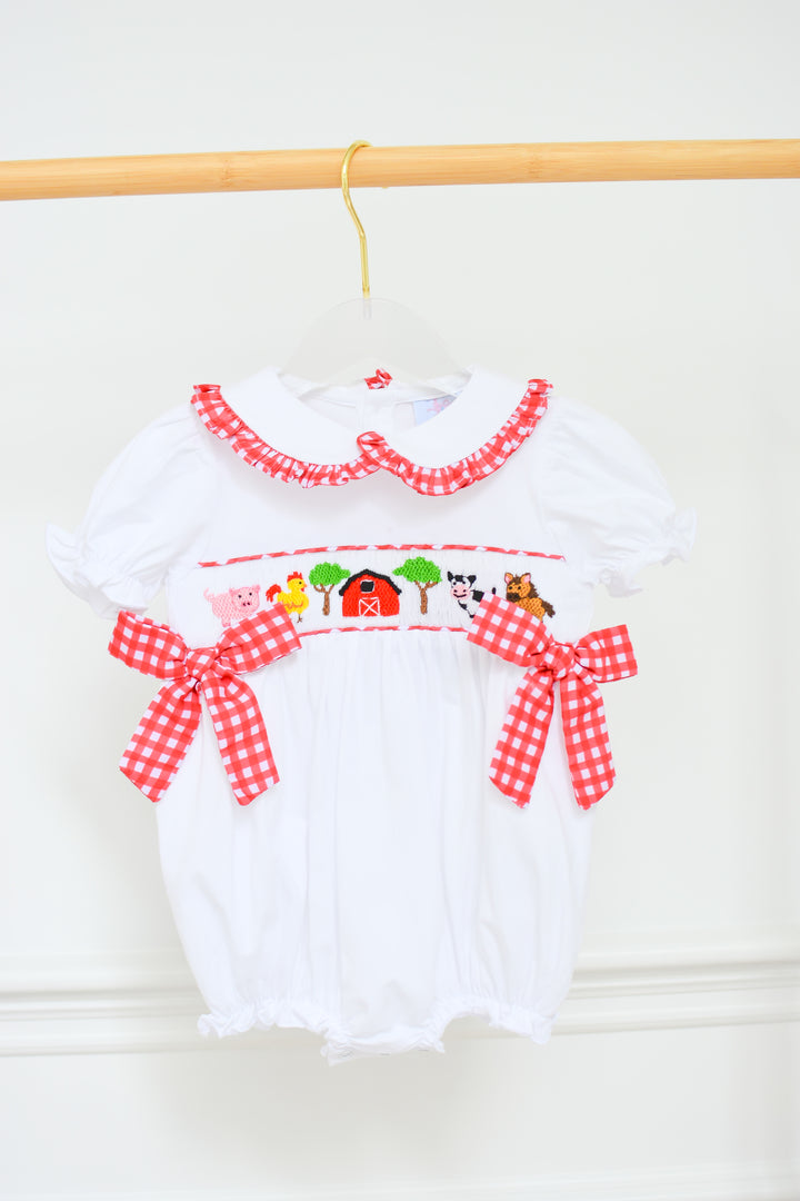Girls Red Gingham Farm Bubble