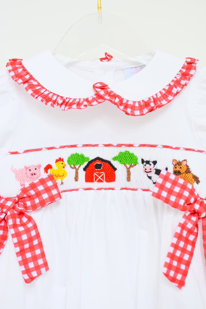 Girls Red Gingham Farm Bubble