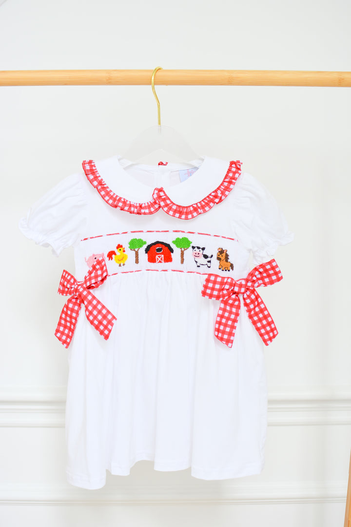 Girls Red Gingham Farm Dress
