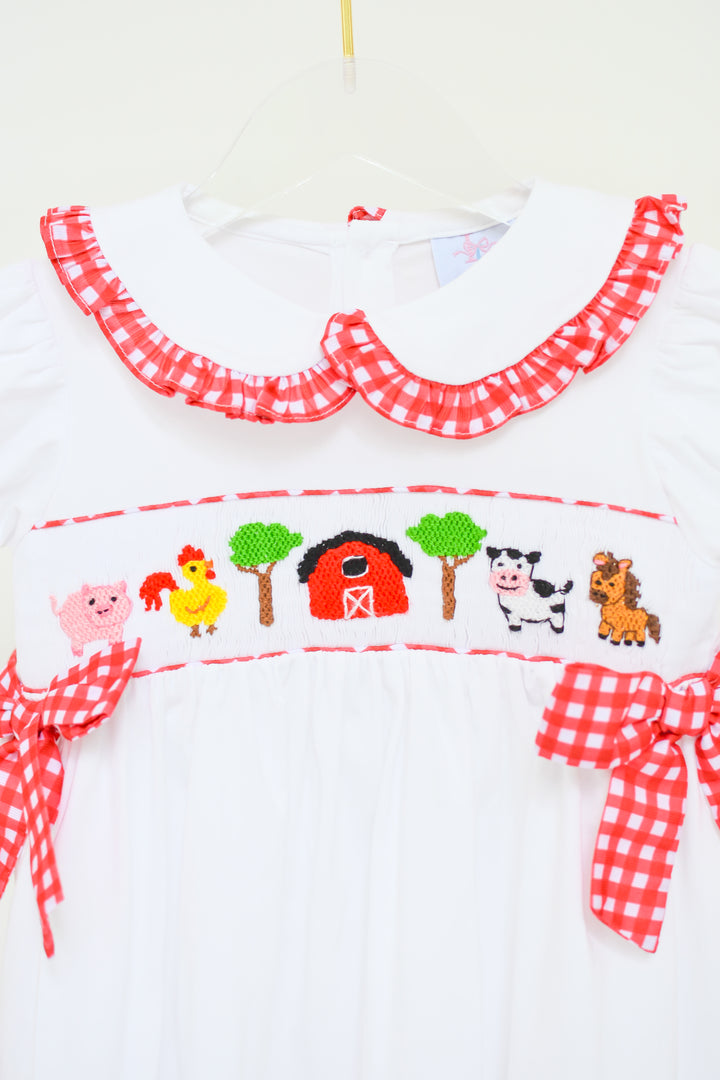 Girls Red Gingham Farm Dress