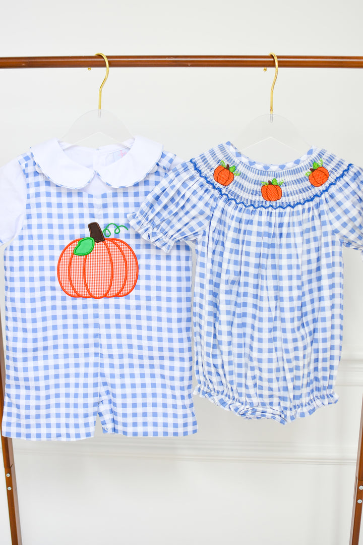 Blue Gingham Pumpkin Bubble