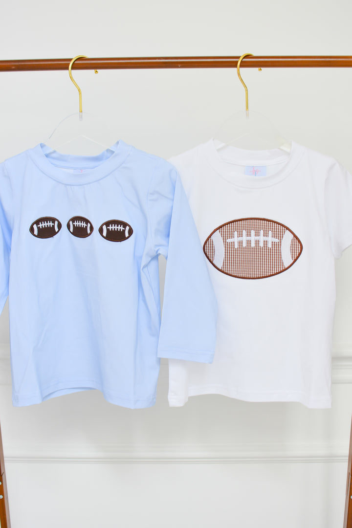Boys Football Appliqué Blue Gingham Short Set