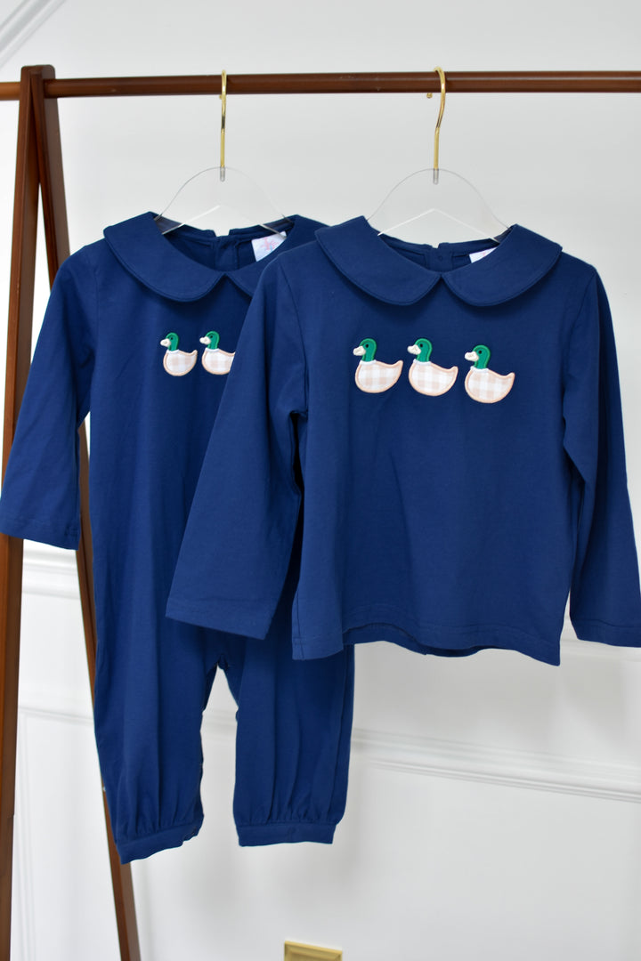 Boys Navy Mallard Duck Romper