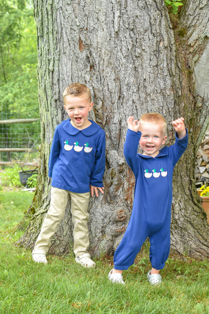 Boys Navy Mallard Duck Romper