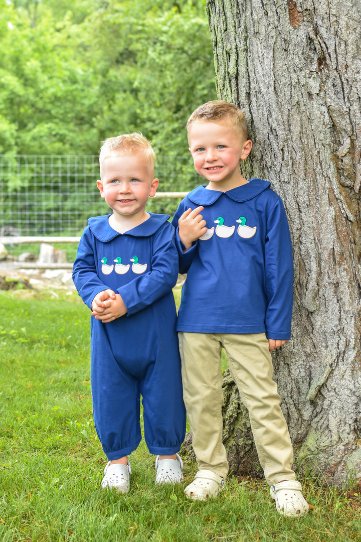 Boys Navy Mallard Duck Romper