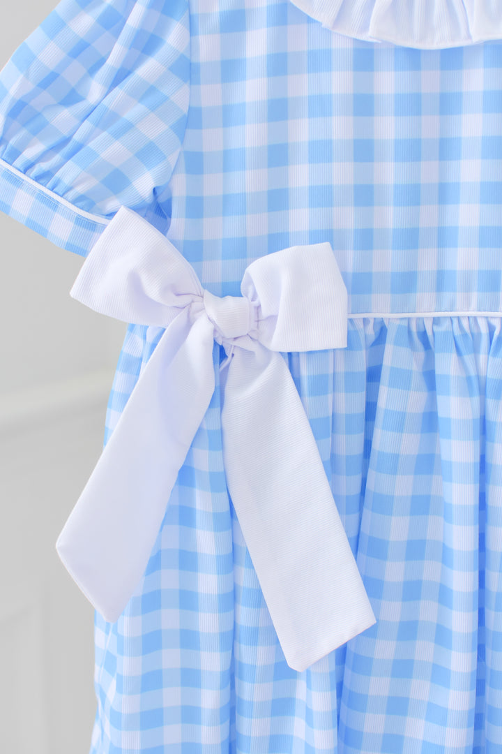 Bethany Blue Gingham Smocked Dress
