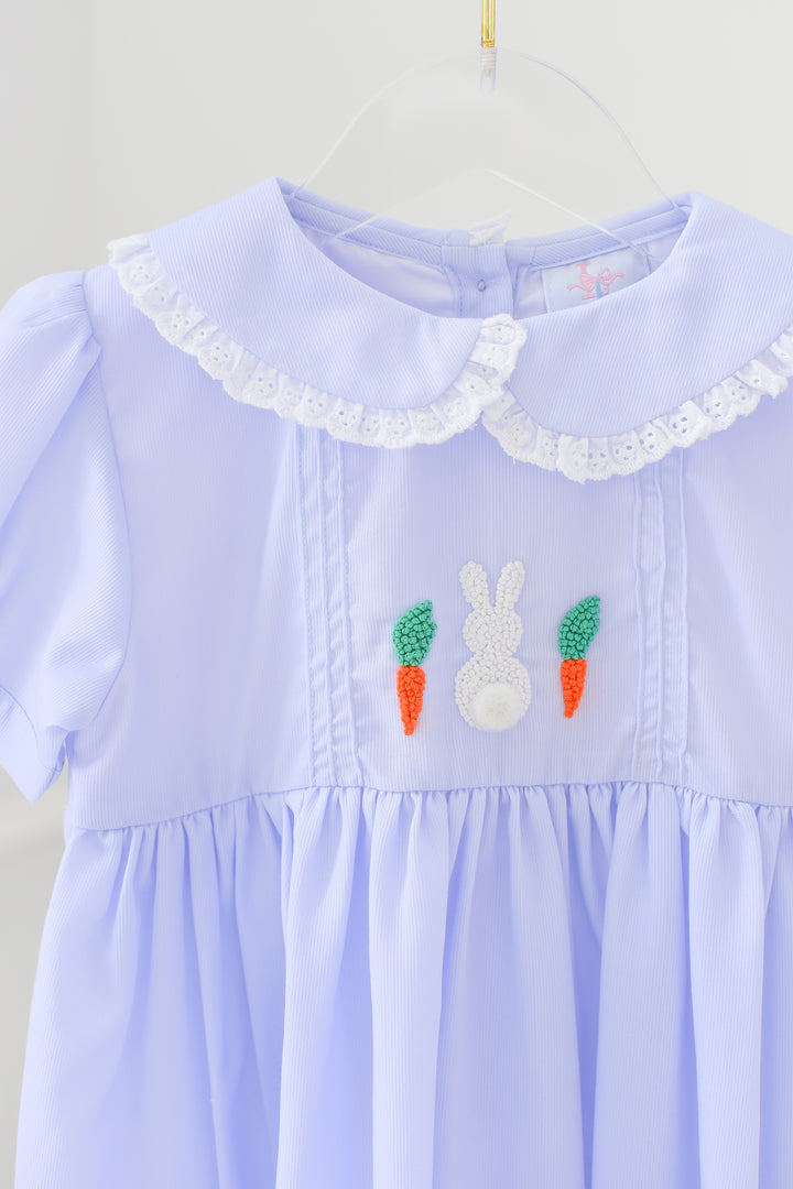 French Knot Bunny and Carrot Smocked Dress