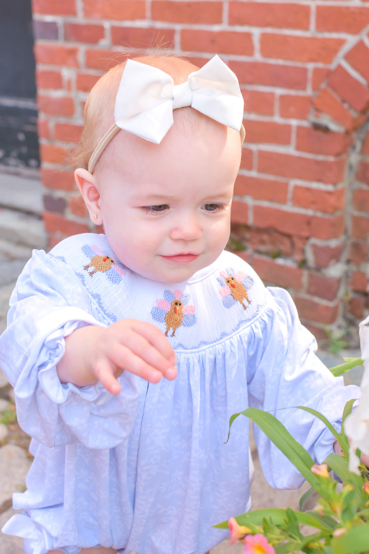 Blue Floral Turkey Bubble with White Bows