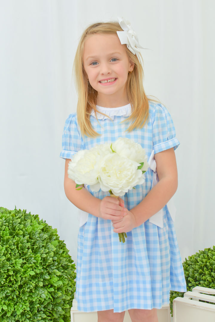 Bethany Blue Gingham Smocked Dress