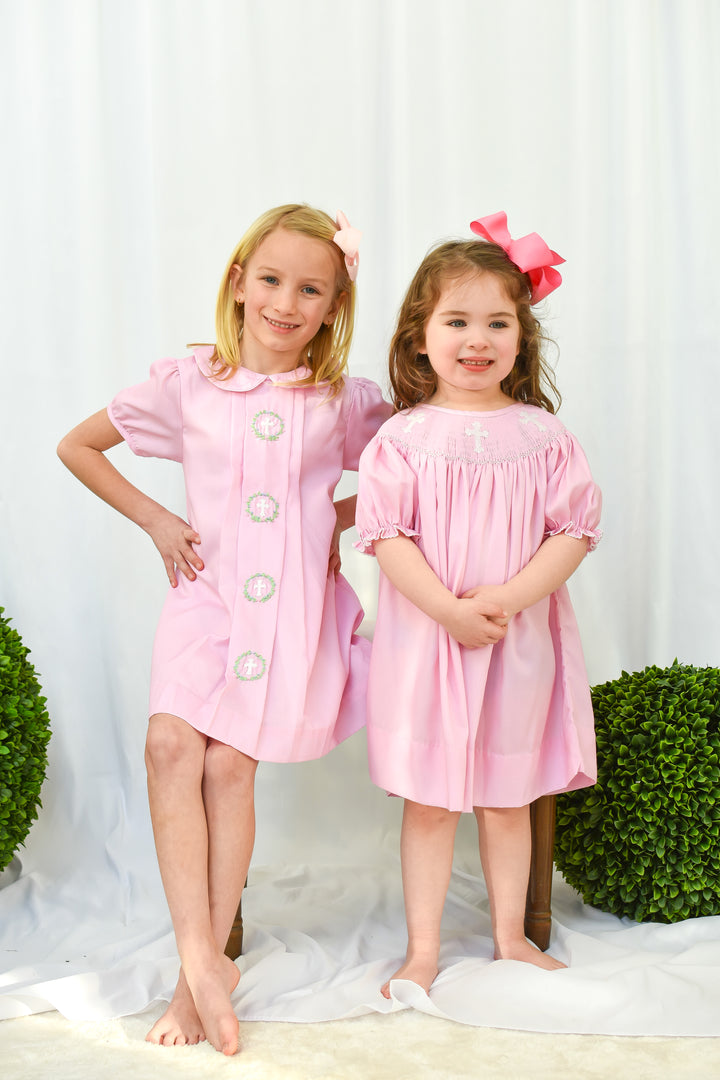 Smocked Cross Dress in Pink