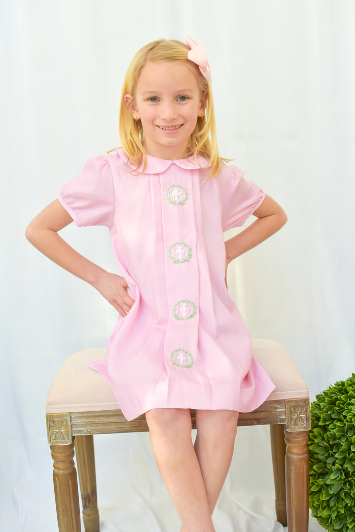 Smocked Cross in Wreath Dress