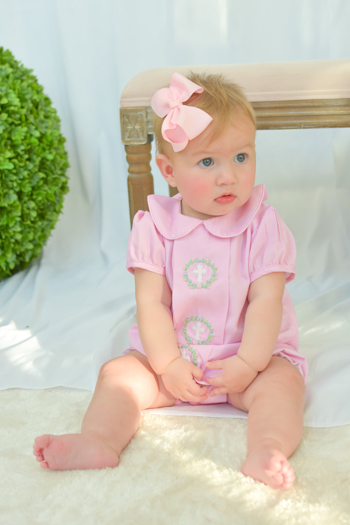 Smocked Cross in Wreath Bubble