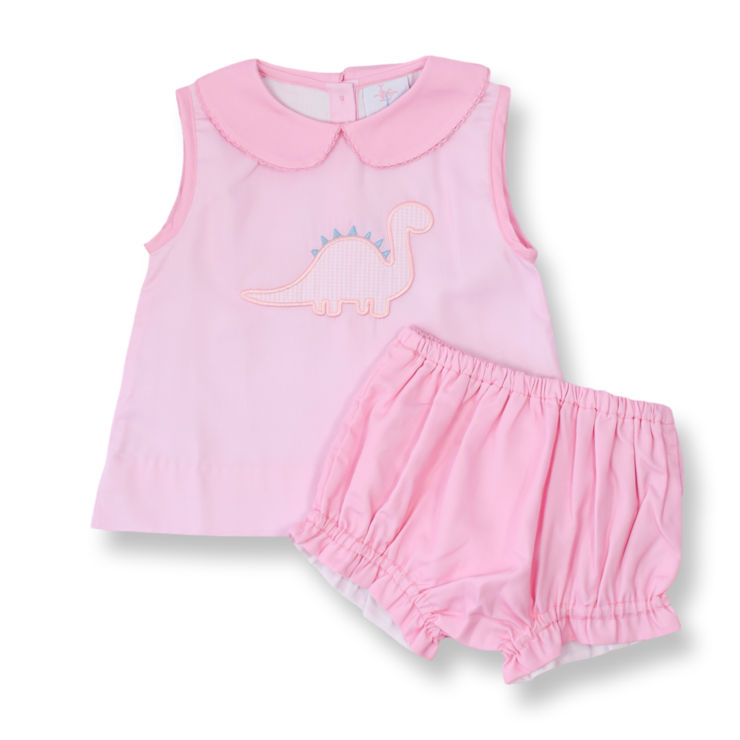 Dinosaur Applique Girl Diaper Set