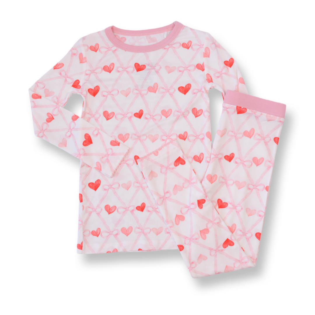 Hearts Kissing Bows Bamboo Two Piece Set