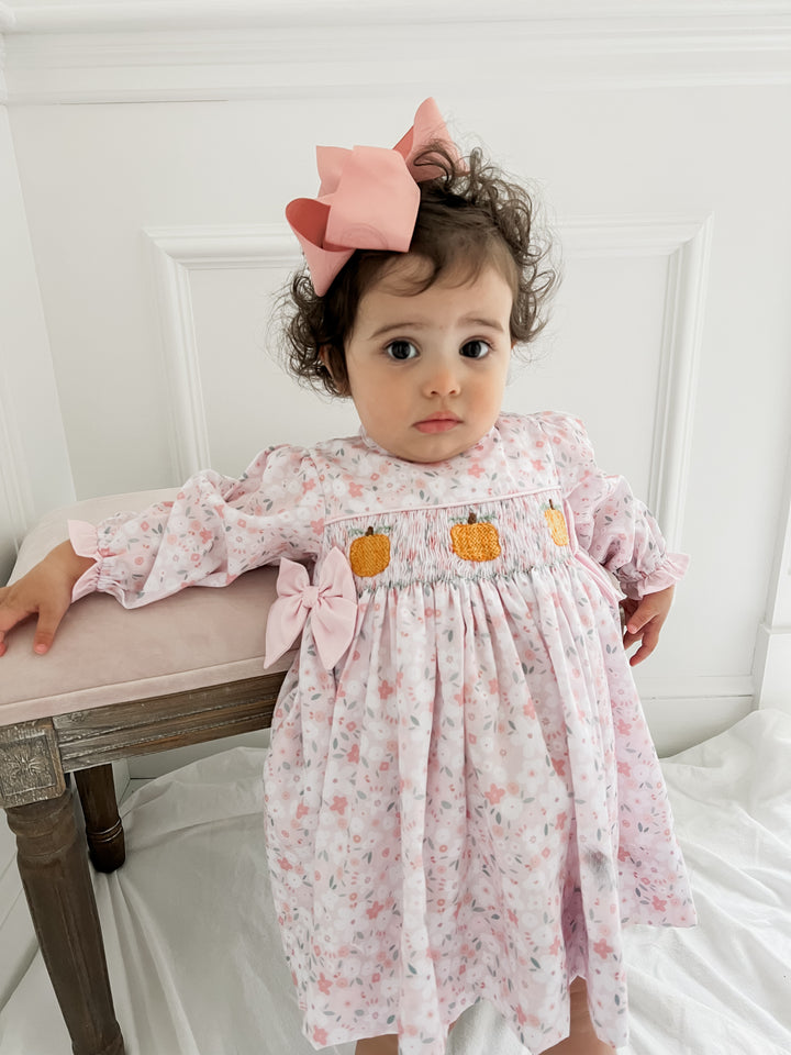 Floral Pumpkin Smocked Dress
