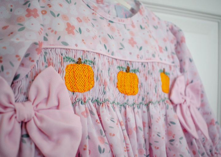 Floral Pumpkin Smocked Dress