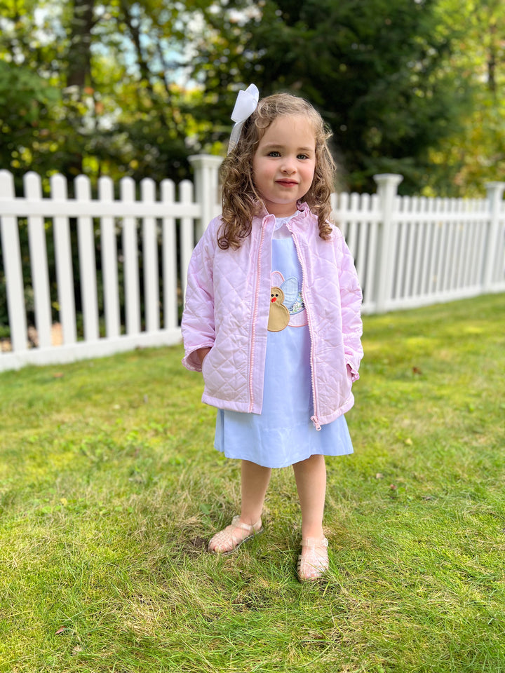 Pink Quilted Ruffle Coat