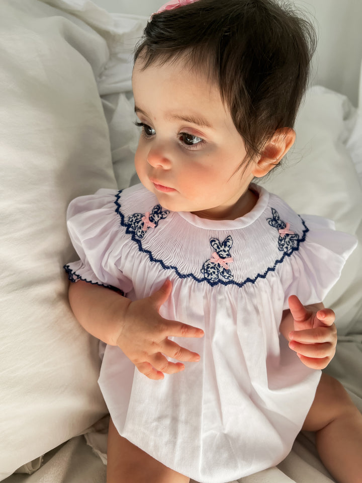 Molly Chinoiserie Bunny Smocked Bubble