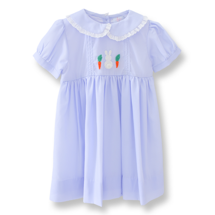 French Knot Bunny and Carrot Smocked Dress