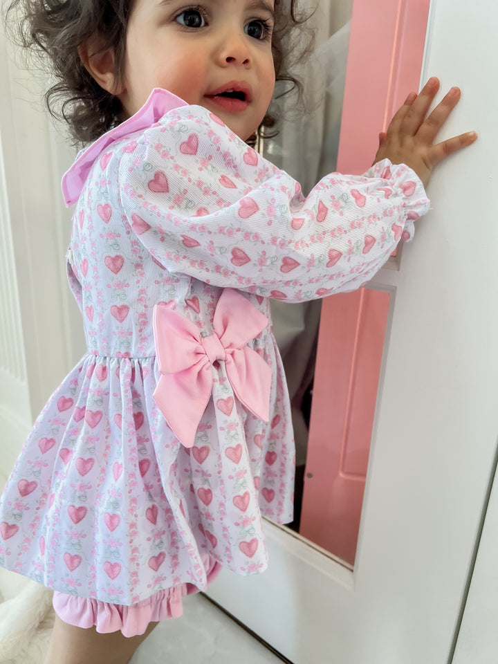 Hallie Heart & Bow Smocked Diaper Set