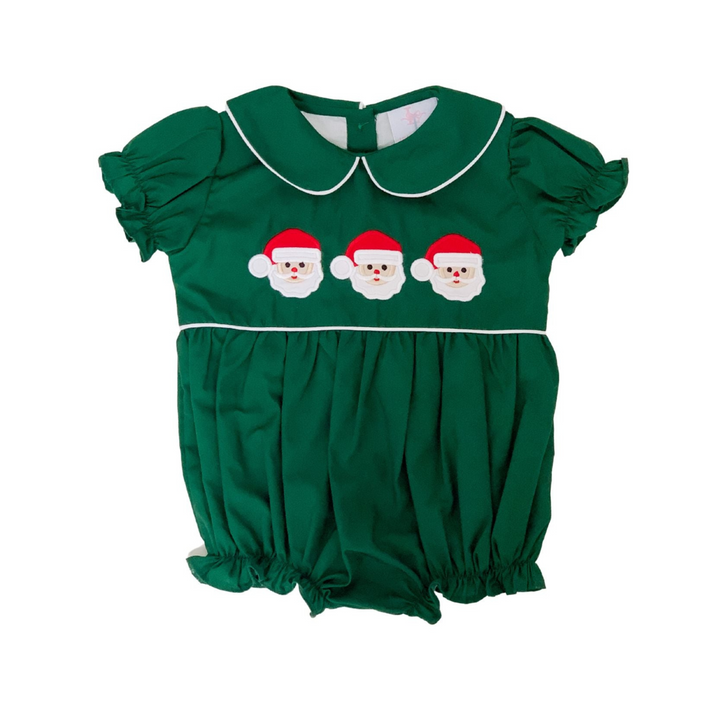 Green Santa Smocked Bubble