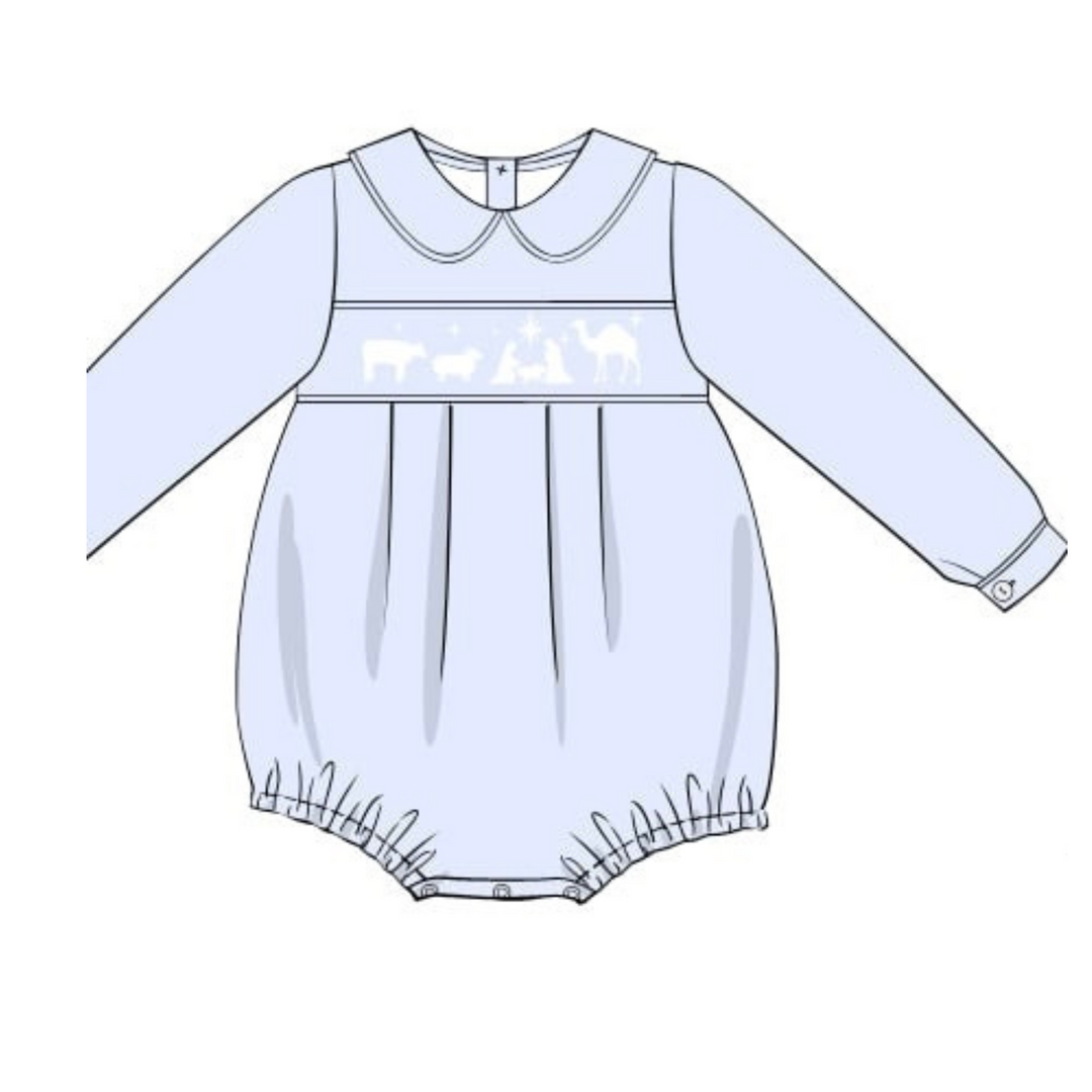 PRE-ORDER Boys Blue Smocked Nativity Bubble