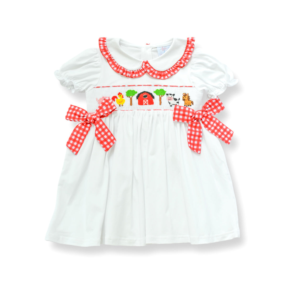 Girls Red Gingham Farm Dress  Lillie & Lilah